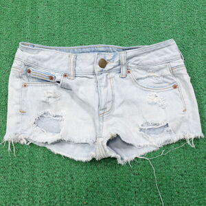 American Eagle Outfitters Light Blue Distressed Denim Shorts